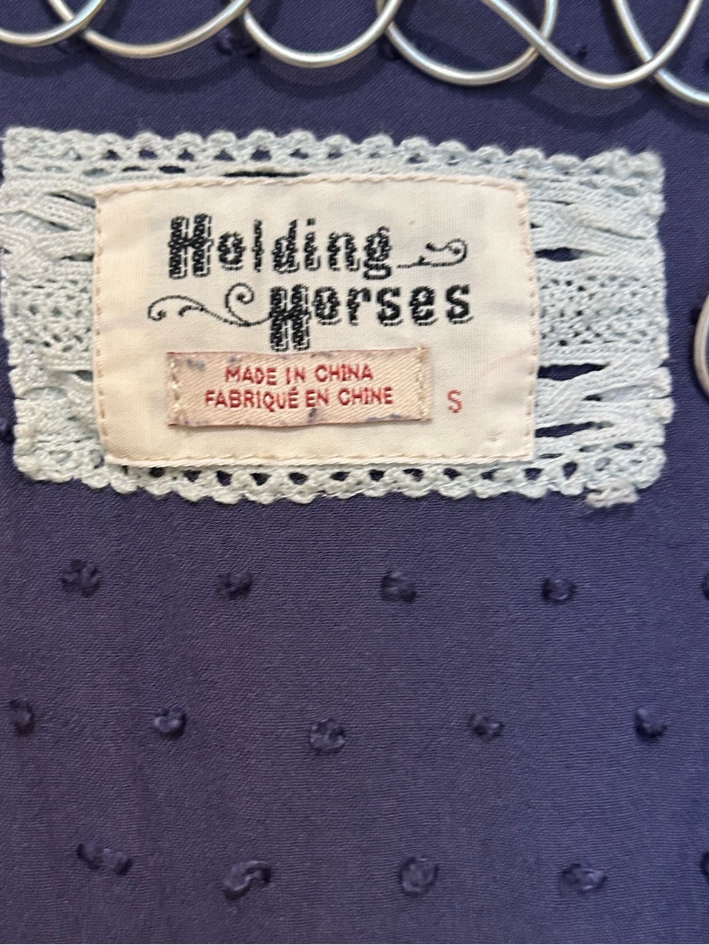 Holding Horses Anthropologie Plaid Crochet Blue Patterned Dress Size Small - Picture 4 of 8